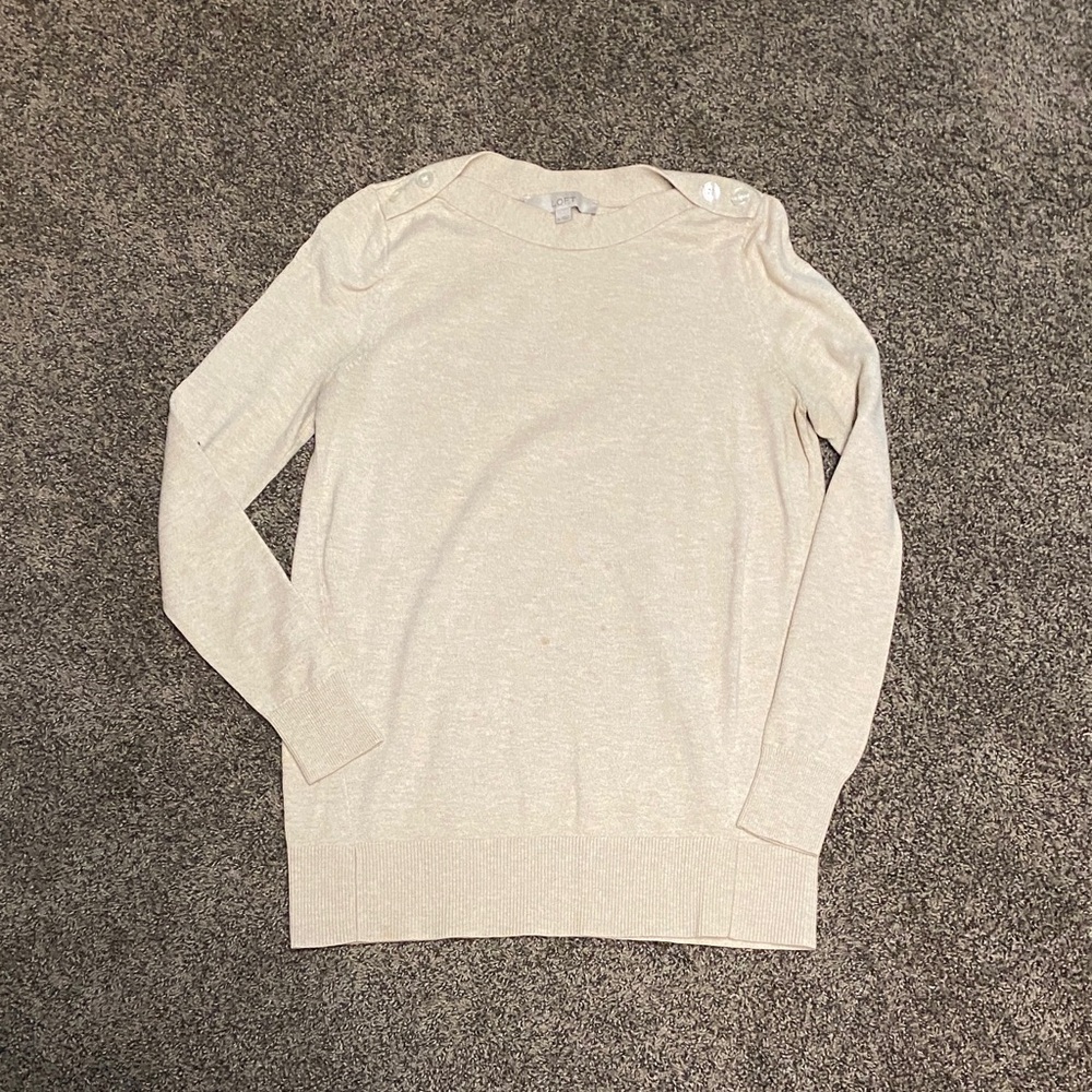 LOFT Cream Women's Crew Neck Sweater